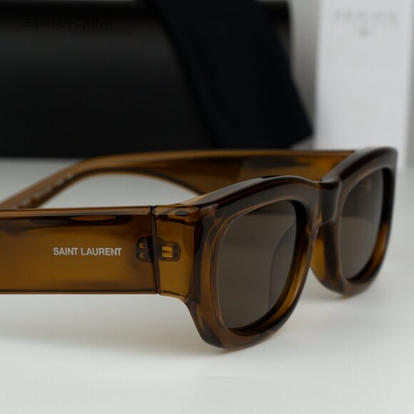 Saint Laurent Women Sunglasses Transparent Brown Rectangle SL713 003 BRAND NEW main image 6
